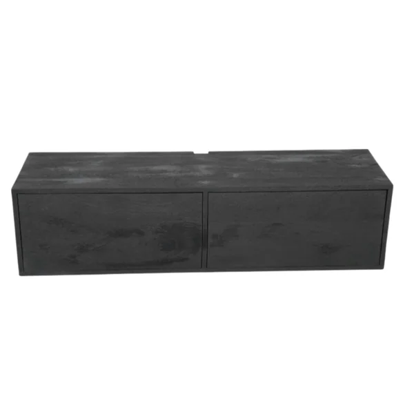 Petit meuble TV suspendu bois noir 2 portes JUNO