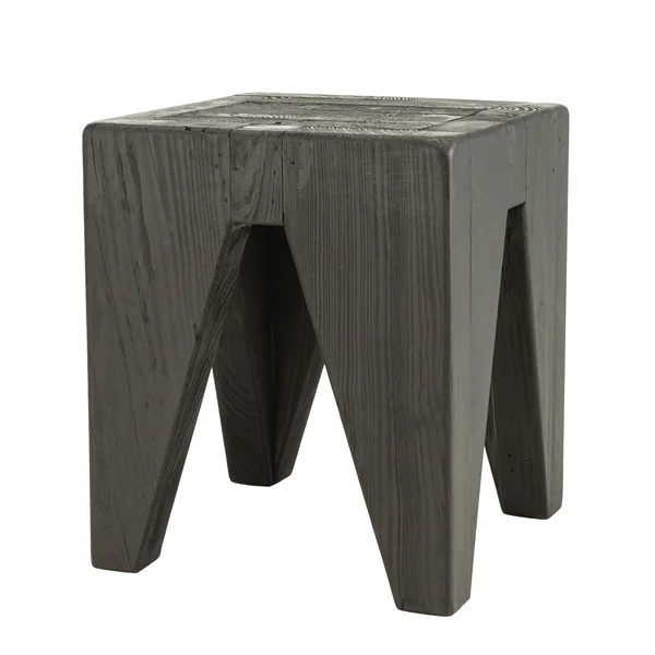 Petit tabouret pin recyclé noir CRACOVIE