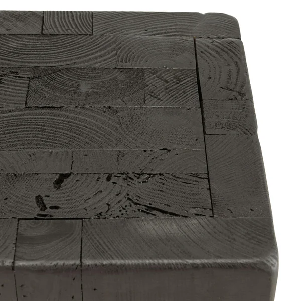 Petit tabouret pin recyclé noir CRACOVIE