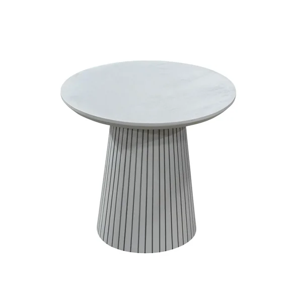 Petite table ronde bois gris à pied rainuré CALERO
