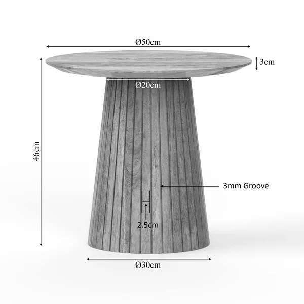Petite table ronde bois gris à pied rainuré CALERO