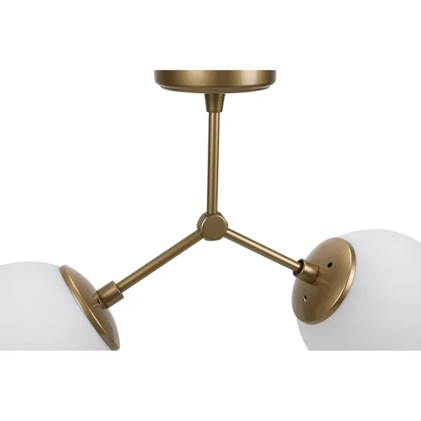 Plafonnier design métal doré 2 globes verre dépoli SIERRE