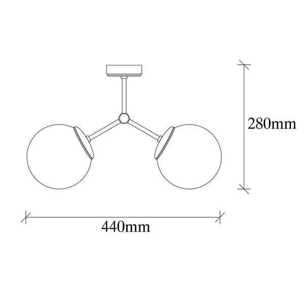 Plafonnier design métal doré 2 globes verre dépoli SIERRE