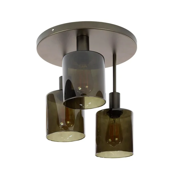 Plafonnier vintage 3 abat-jour verre teinté en cascade NOVA