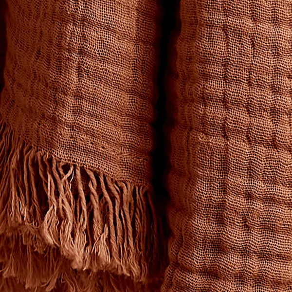 Plaid gaze de coton (180 x 220 cm) Gaïa Terracotta
