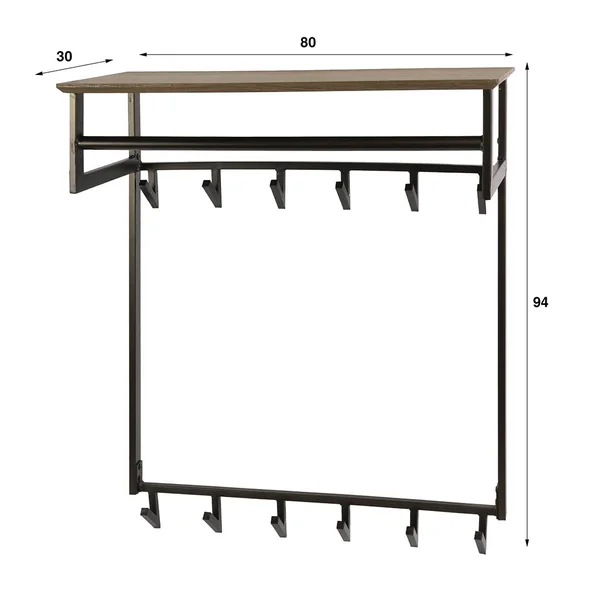 Portemanteau mural industriel en métal bronze H 94 cm Bruna