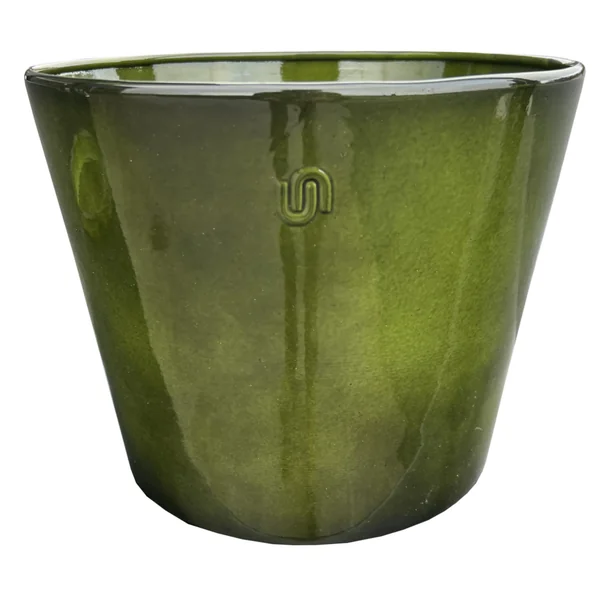 Pot évasé coloris vert en métal recyclé - 27 x 27 x 22 cm