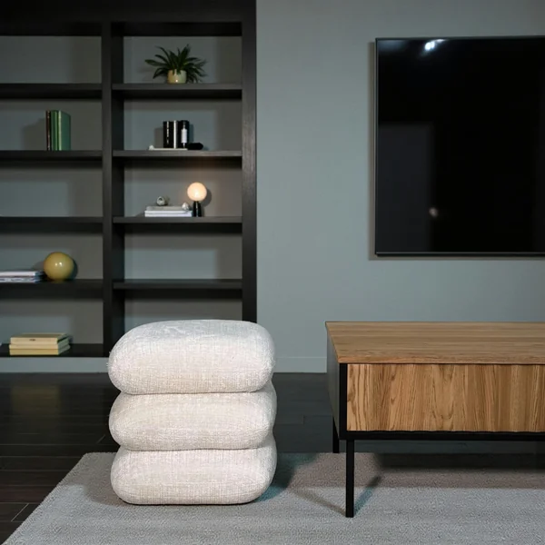 Pouf pivotant écru effet coussins empilés IENA