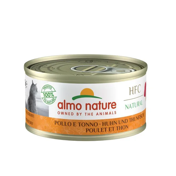Pâtée pour chat en boite Almo Nature HFC Natural Poulet et Thon -70 g