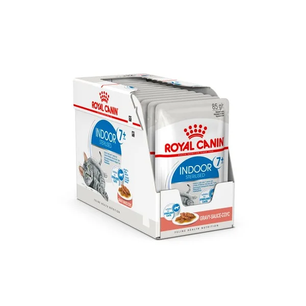 Pâtée pour chat senior Indoor 7+ en sauce 12x85g ROYAL CANIN
