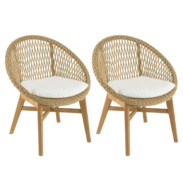 Salon de détente de jardin en teck 2 fauteuils arrondis LUMIO