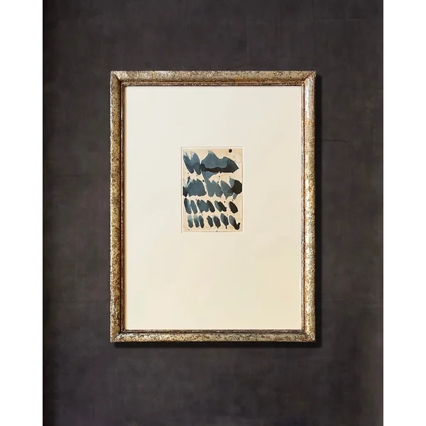 "Sand and Ink" Abstract on Paper in Large Antique Frame