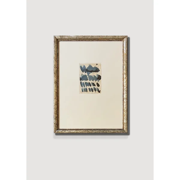 "Sand and Ink" Abstract on Paper in Large Antique Frame