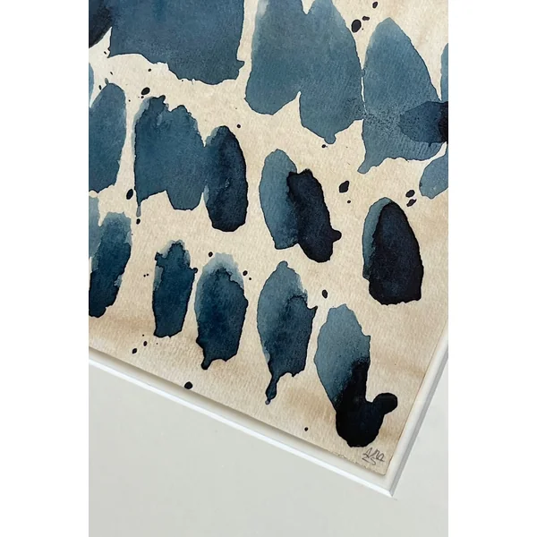 "Sand and Ink" Abstract on Paper in Large Antique Frame
