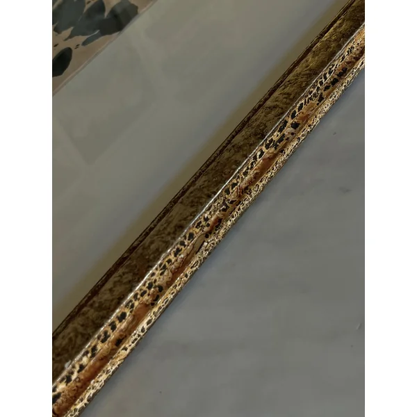 "Sand and Ink" Abstract on Paper in Large Antique Frame