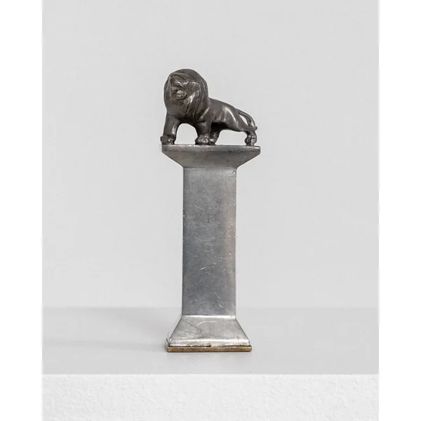 Sculptural Art Deco Pewter Seal Stamp with Lion, 1930s