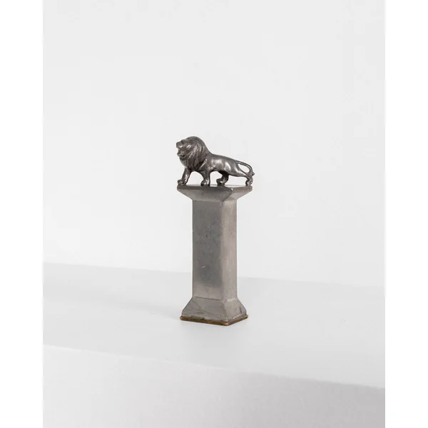 Sculptural Art Deco Pewter Seal Stamp with Lion, 1930s