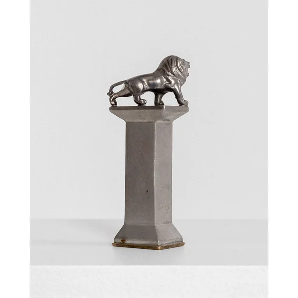 Sculptural Art Deco Pewter Seal Stamp with Lion, 1930s