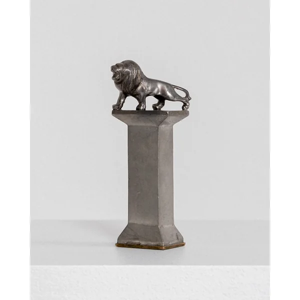 Sculptural Art Deco Pewter Seal Stamp with Lion, 1930s