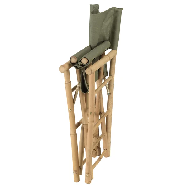 Set de 2 fauteuils pliants bambou, dossier/assise en tissu vert CALVIA