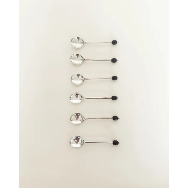 Silver Set of 6 Vintage Silver Coffee Bean Spoons