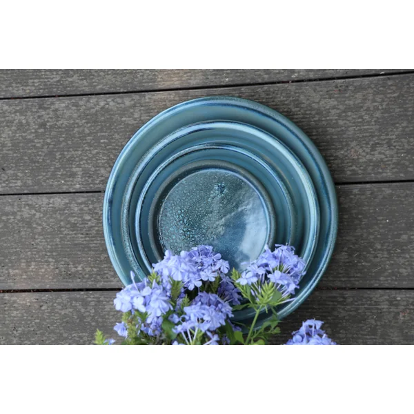 Soucoupe en terre cuite émaillée coloris bleu Les Poteries d'Albi - Ø 14 x H 2 cm