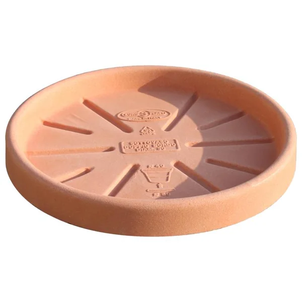 Soucoupe à double bord en polyéthylène Terre de sienne Euro3plast - Ø 30 cm