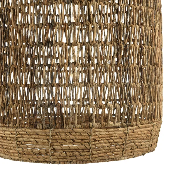 Suspension 50x50cm en abaca couleur naturelle et teck recyclé FOLELLI