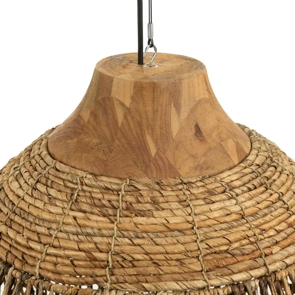 Suspension 50x50cm en abaca couleur naturelle et teck recyclé FOLELLI