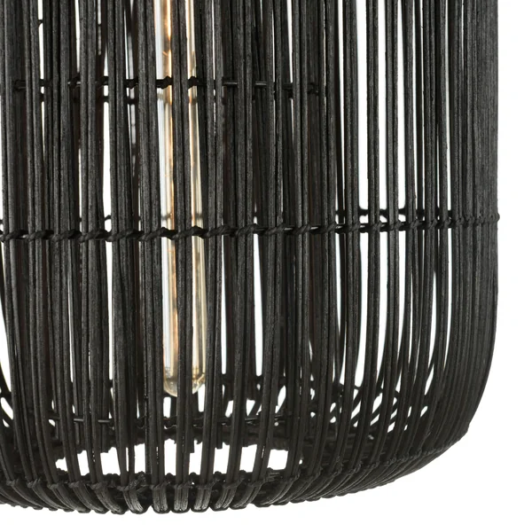 Suspension allongée 35x35cm en rotin couleur noire et teck FOLELLI