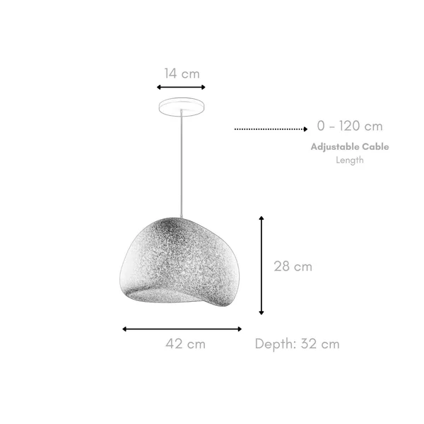 Suspension blanche design forme organique 42 cm NOXIS