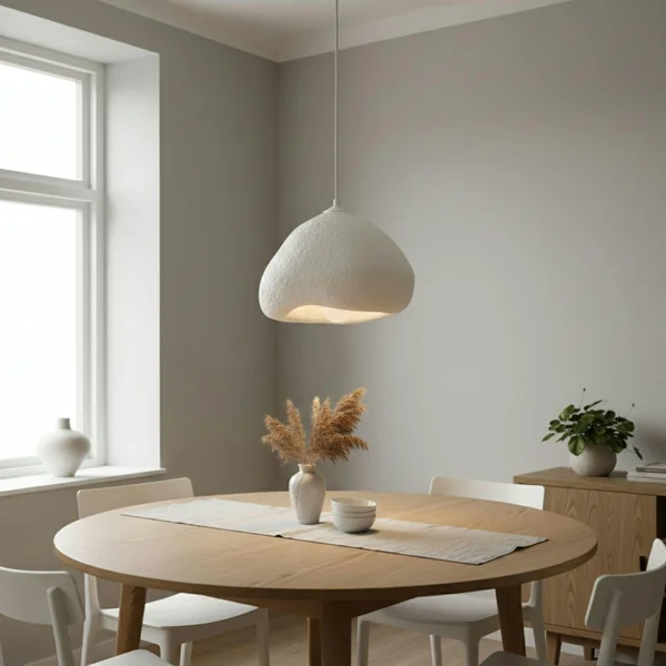 Suspension blanche design organique 1 abat-jour 32 cm NOXIS