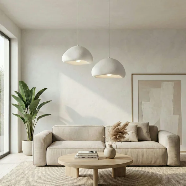 Suspension blanche design organique 2 abat-jour 74 cm NOXIS