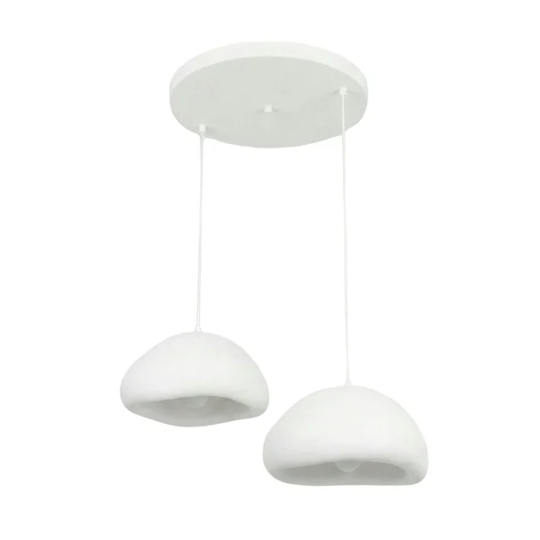 Suspension blanche design organique 2 abat-jour 74 cm NOXIS