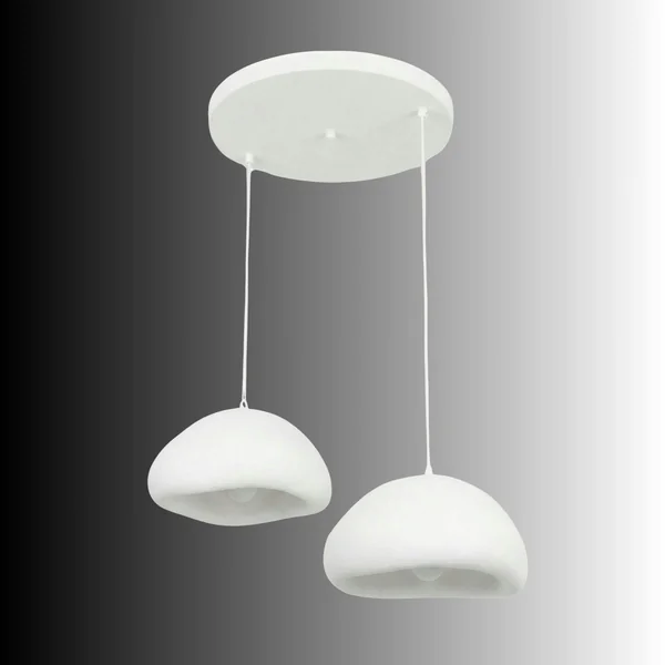 Suspension blanche design organique 2 abat-jour 74 cm NOXIS