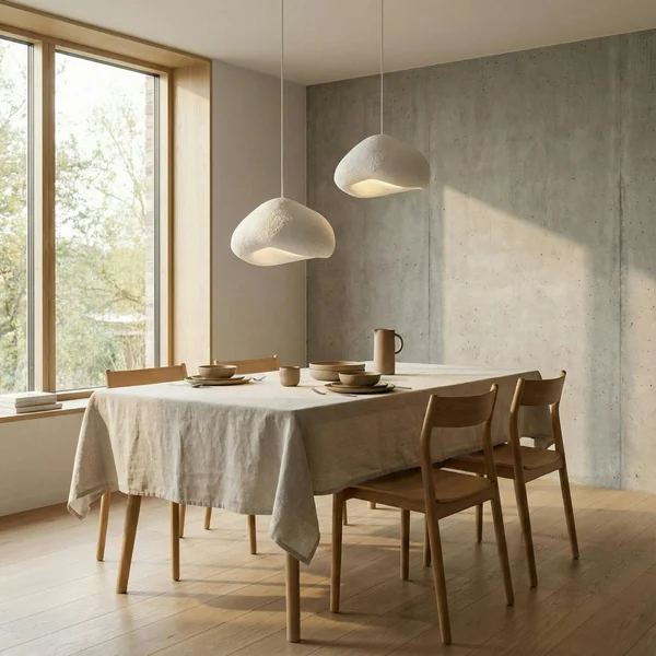 Suspension blanche design organique 2 abat-jour 94 cm NOXIS