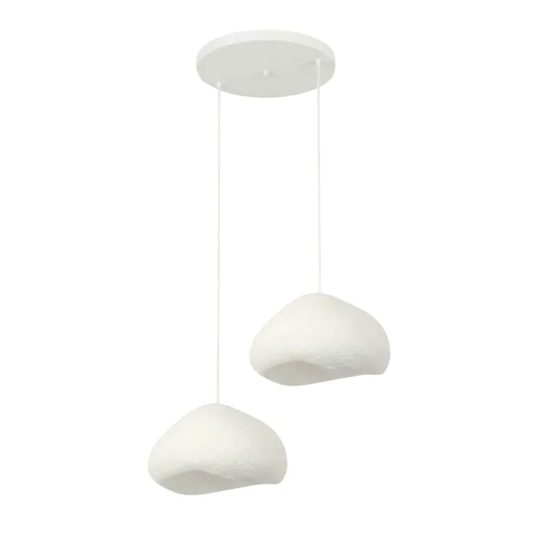 Suspension blanche design organique 2 abat-jour 94 cm NOXIS