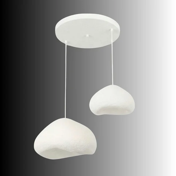 Suspension blanche design organique 2 abat-jour 94 cm NOXIS
