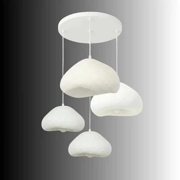 Suspension blanche design organique 4 abat-jour 90 cm NOXIS