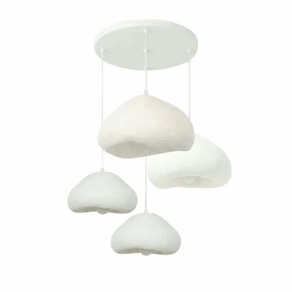 Suspension blanche design organique 4 abat-jour 90 cm NOXIS