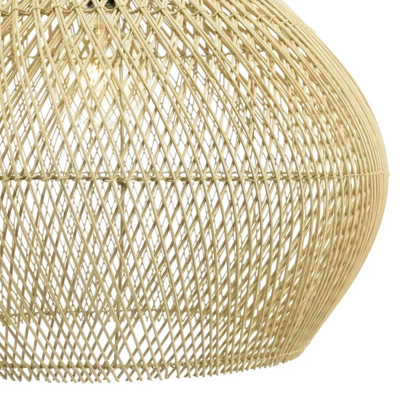 Suspension cloche 68x68cm rotin couleur naturelle et teck FOLELLI