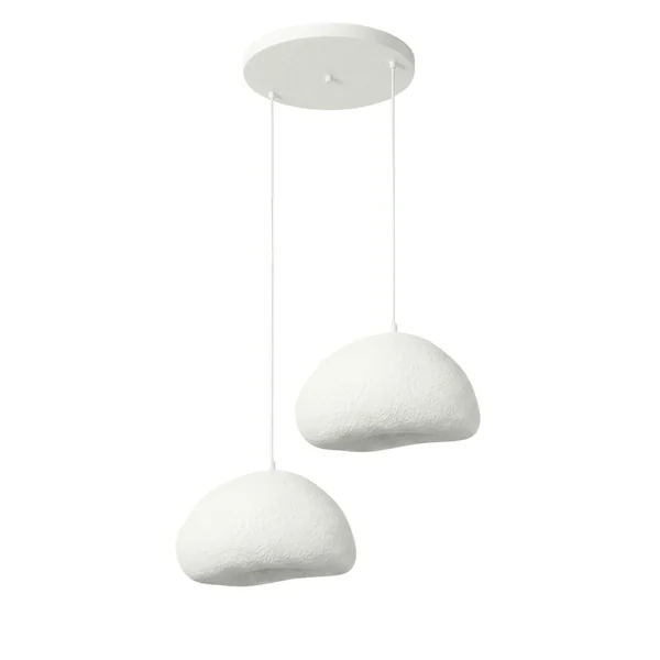 Suspension cuisine blanche design organique 2 abat-jour 74 cm NOXIS