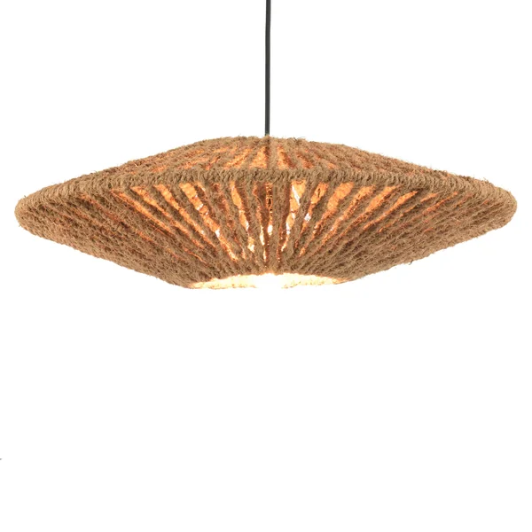 Suspension cymbale 60x60cm en fibre de coco et teck recyclé FOLELLI