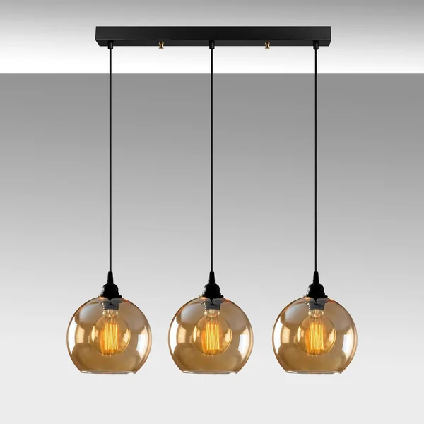 Suspension de table en verre doré, 3 globes 70 cm SIVAS