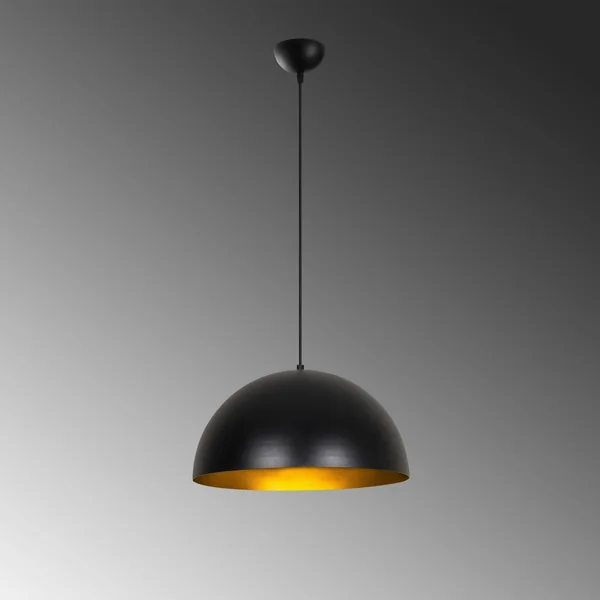 Suspension de table noire, dôme intérieur doré Ø40 cm SILE