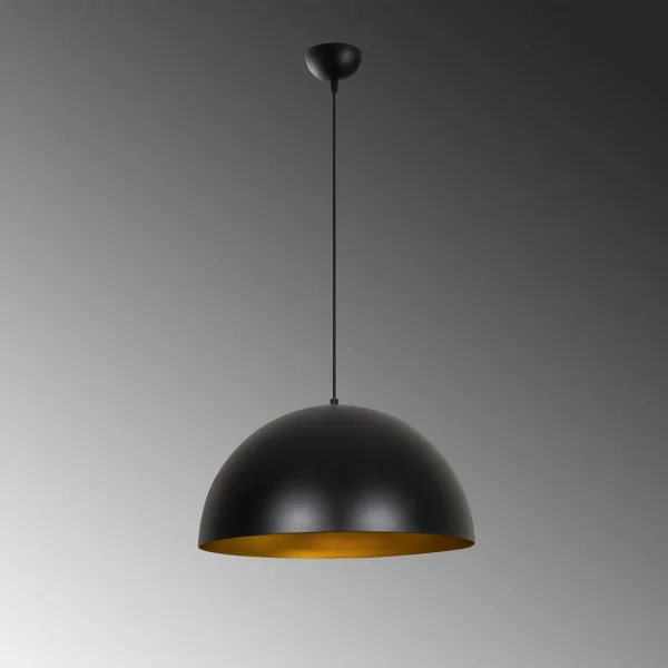 Suspension de table noire dôme intérieur doré Ø50 cm SILE