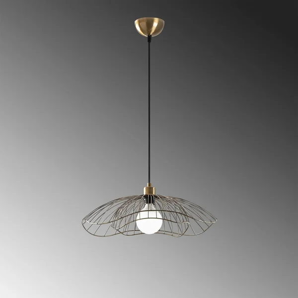 Suspension design filaire double fleur dorée 50 cm SINOP
