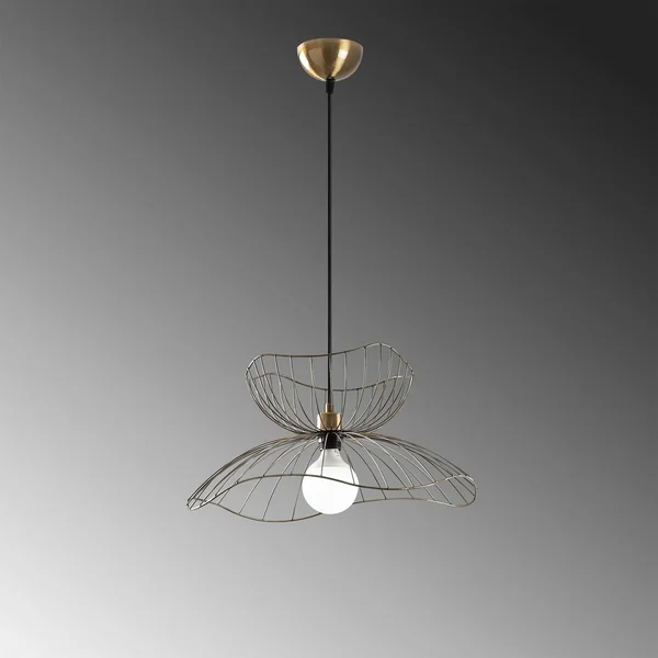 Suspension design filaire double fleur dorée 50 cm SINOP