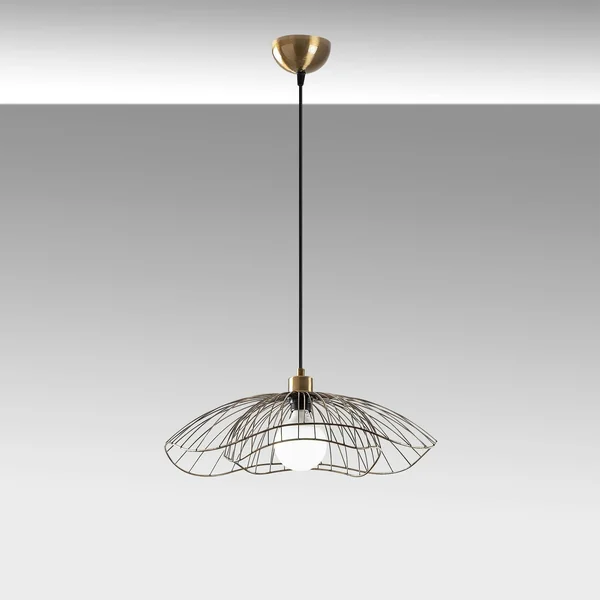 Suspension design filaire double fleur dorée 50 cm SINOP
