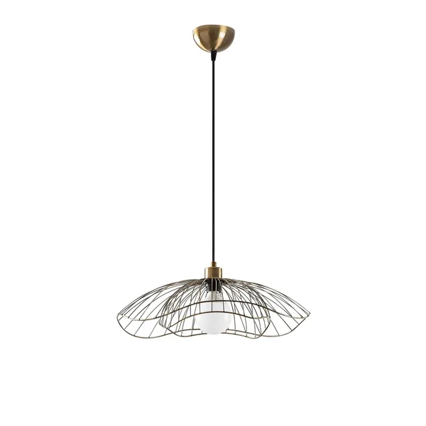 Suspension design filaire double fleur dorée 50 cm SINOP